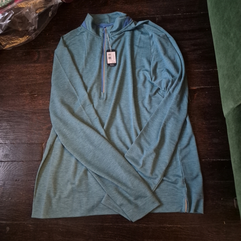 johnnie-O Royce Performance 1/4 Zip Hoodie Green Grass Size Medium